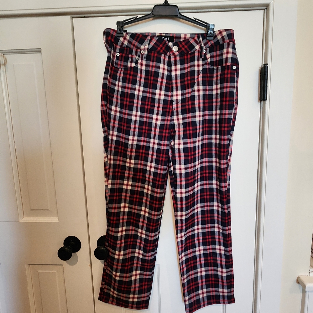Oat Brand Plaid Red, White, and Navy Pants Size 30